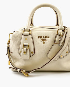 Prada White Vitello Daino Handbag in Talco