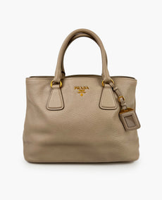 Prada Vitello Daino Leather Tote In Pomice