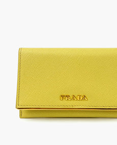 Prada Small Saffiano Card Holder Sunny Yellow