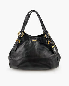 Prada Cervo Hobo Bag Black