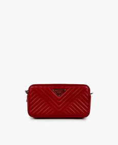 Prada Red Chevron Leather Double Zip Chain Bag