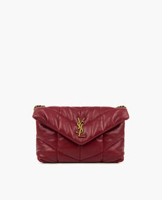 Saint Laurent Puffer Toy Chain Bag In Quilted Red Lambskin