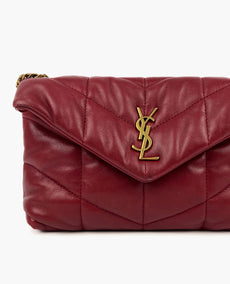 Saint Laurent Puffer Toy Chain Bag In Quilted Red Lambskin