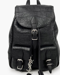 Saint Laurent Festival Backpack Crocodile Embossed Leather Small Black