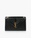 Saint Laurent Large Envelope Bag in Black Embossed Leather GHW