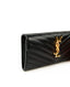 Saint Laurent Cassandre Large Flap Wallet Black Grained Leather