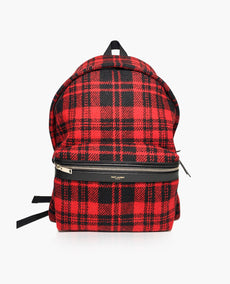 YSL City Tartan Backpack Red and Black