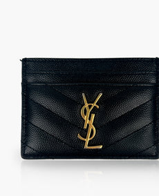 Saint Laurent Cardholder Black Grained Cardholder GHW