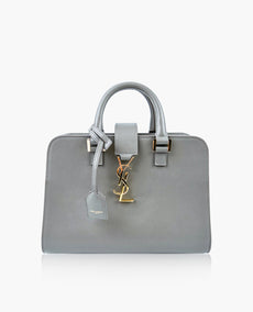 Saint Laurent Monogram Cabas Gray Calfskin Leather