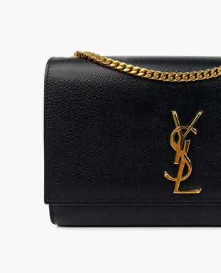 Saint Laurent Kate Medium Chain Bag Black Grained GHW