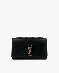 Saint Laurent Kate Medium Chain Bag Black Grained Leather SHW