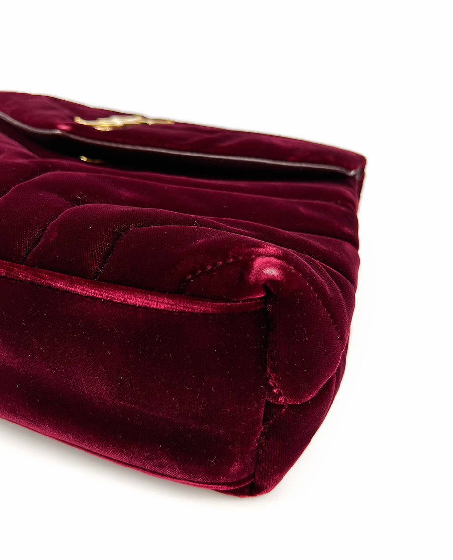 YSL Small Loulou Velvet Y Chain Bag in Burgundy – Luxury Helsinki