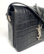 YSL Calfskin Crocodile Embossed Medium Monogram Universite Bag Black