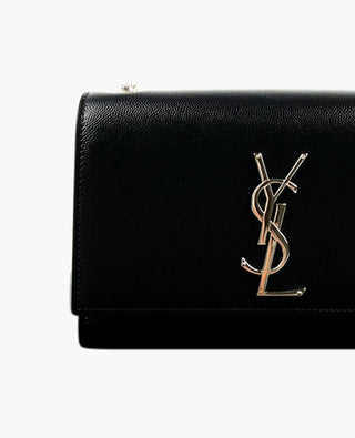 Saint Laurent Kate Monogram Small Black Grained Calfskin SHW