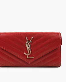 Saint Laurent Cassandre Large Flap Wallet Red Caviar